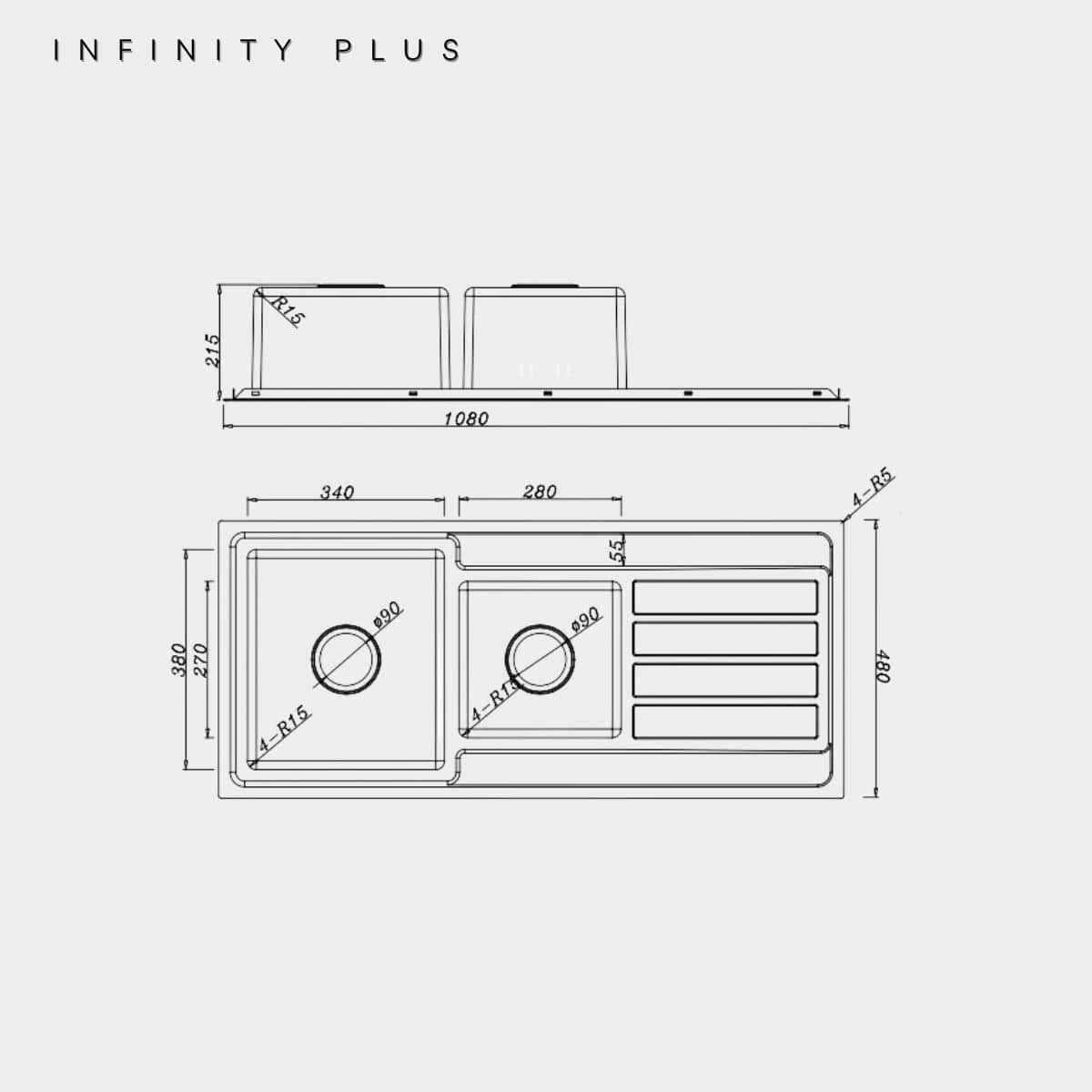 Top Mount HS-10848 | 1½ Bowl with Drainer