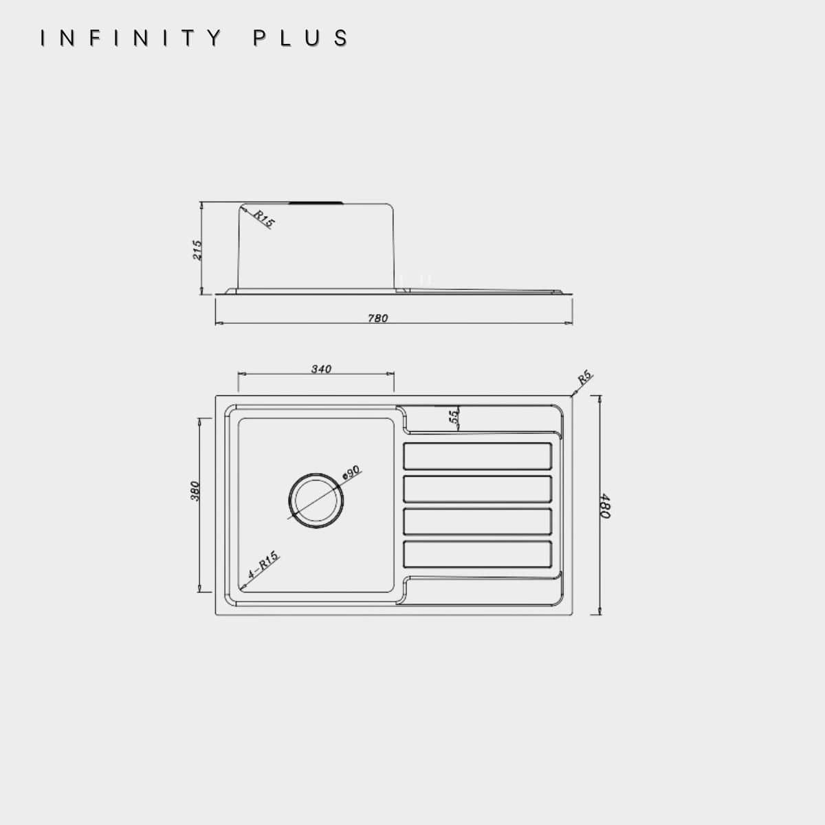 Top Mount HS-7848 | Single Bowl with Drainer