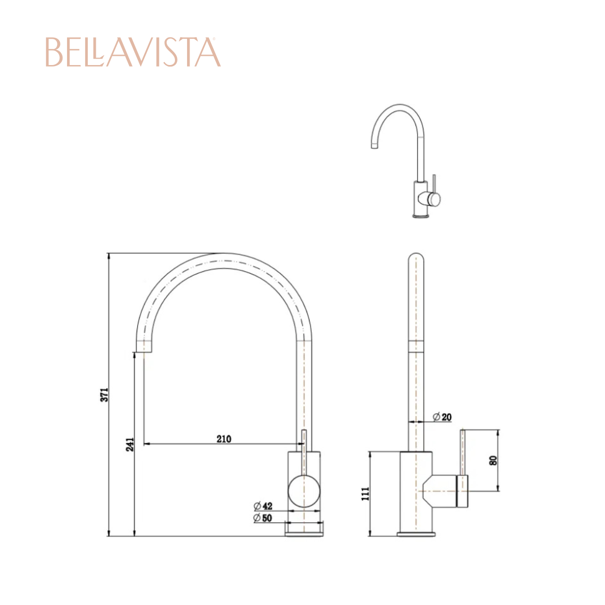 MICA Gooseneck Sink Mixer | CHROME