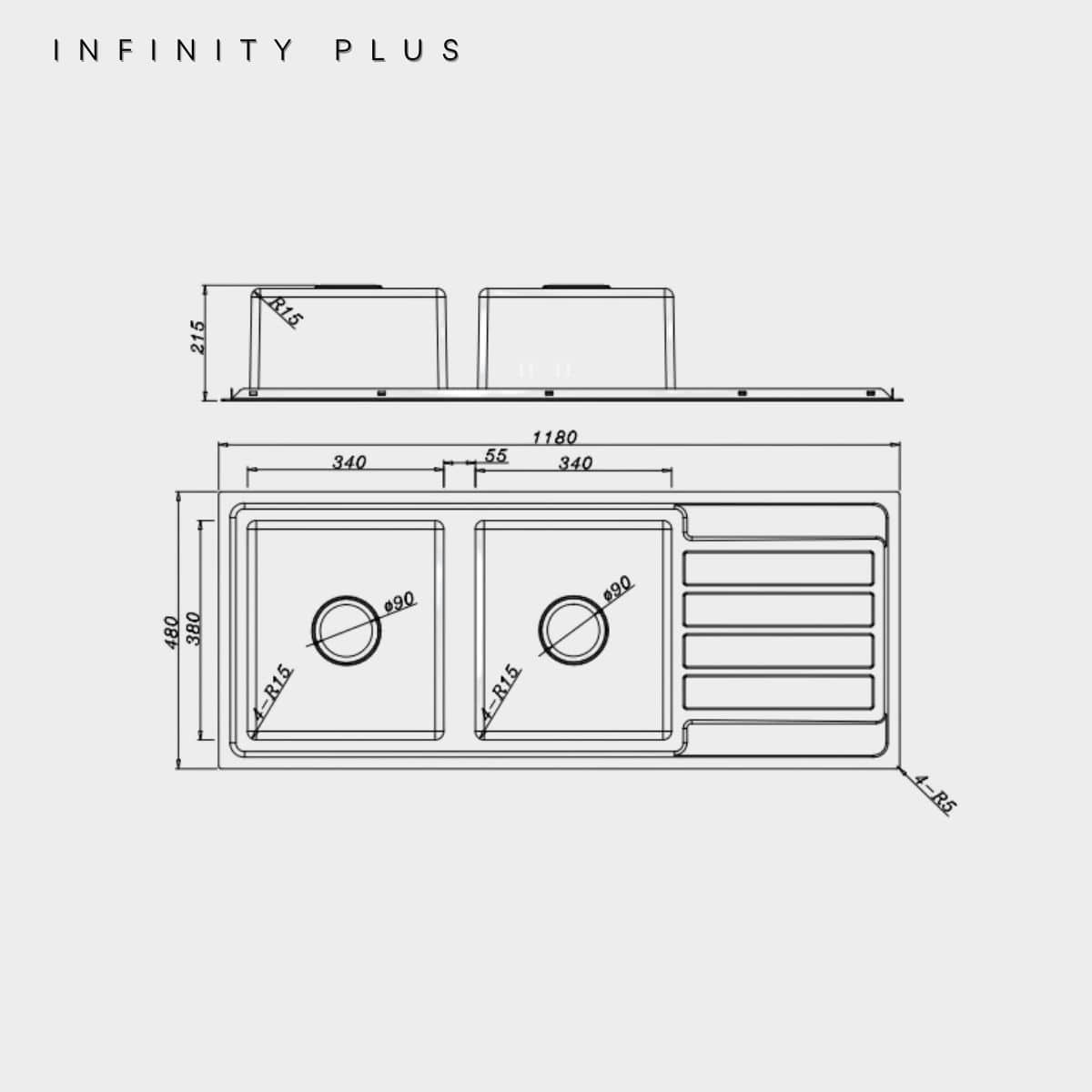 Top Mount HS-11848 | DBL Bowl with Drainer