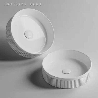 Fluted Round Above Counter Basin 410*410mm ｜ Gloss White