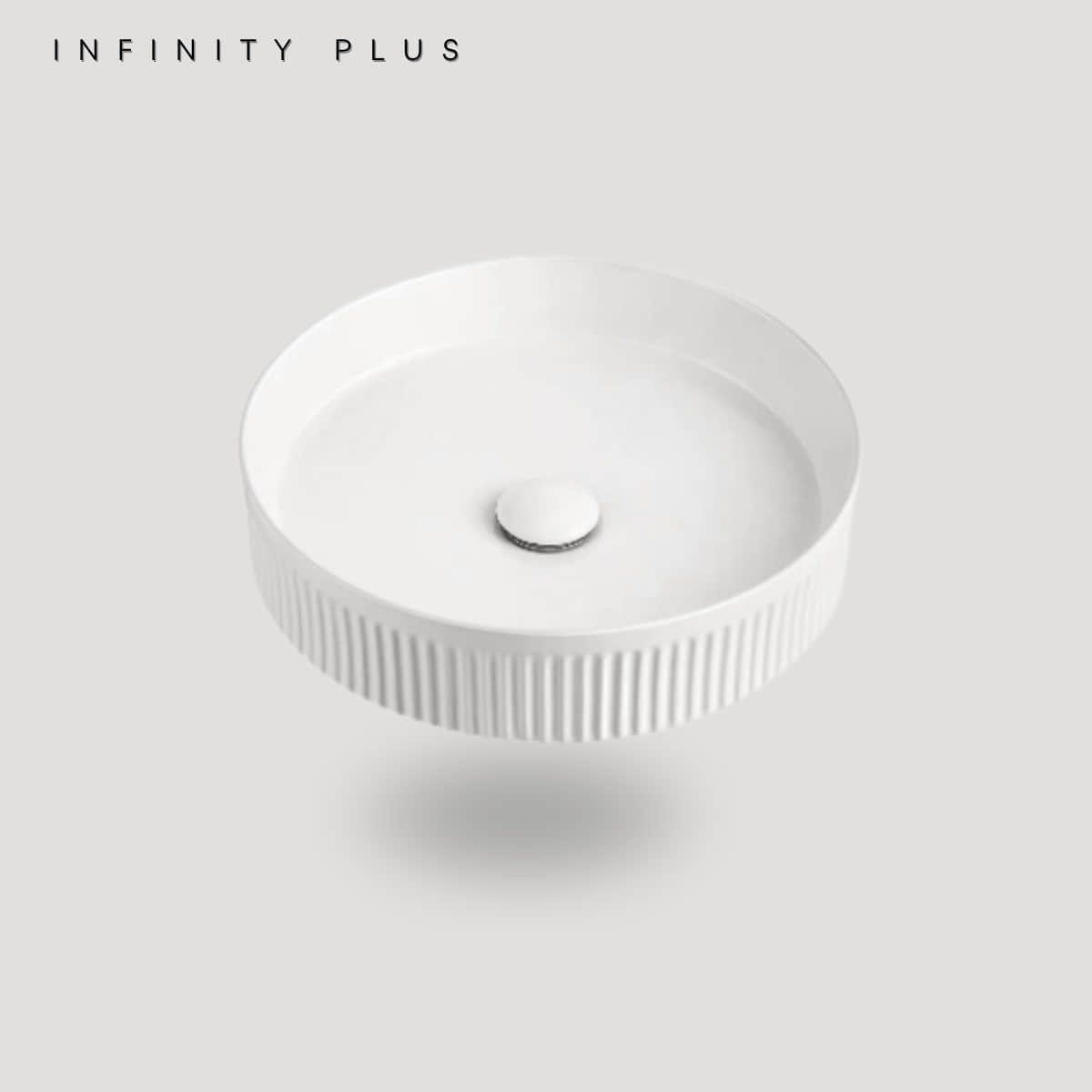 Fluted Round Above Counter Basin 410*410mm ｜ Matte White