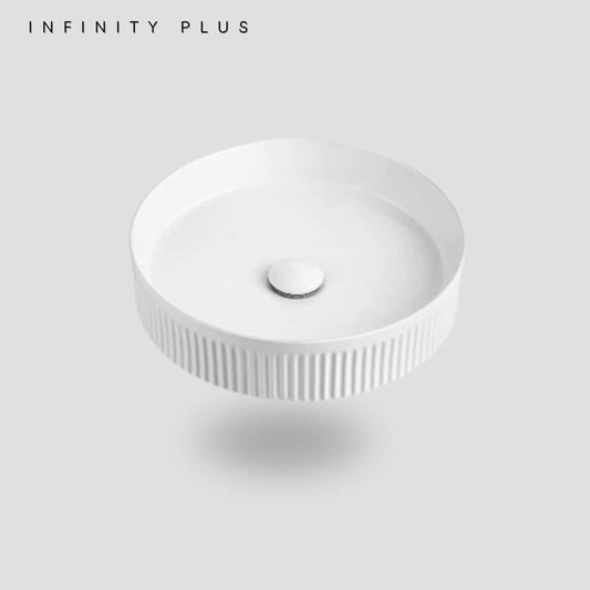 Fluted Round Above Counter Basin 410*410mm ｜ Matte White