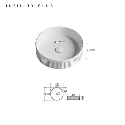Fluted Round Above Counter Basin 410*410mm ｜ Gloss White