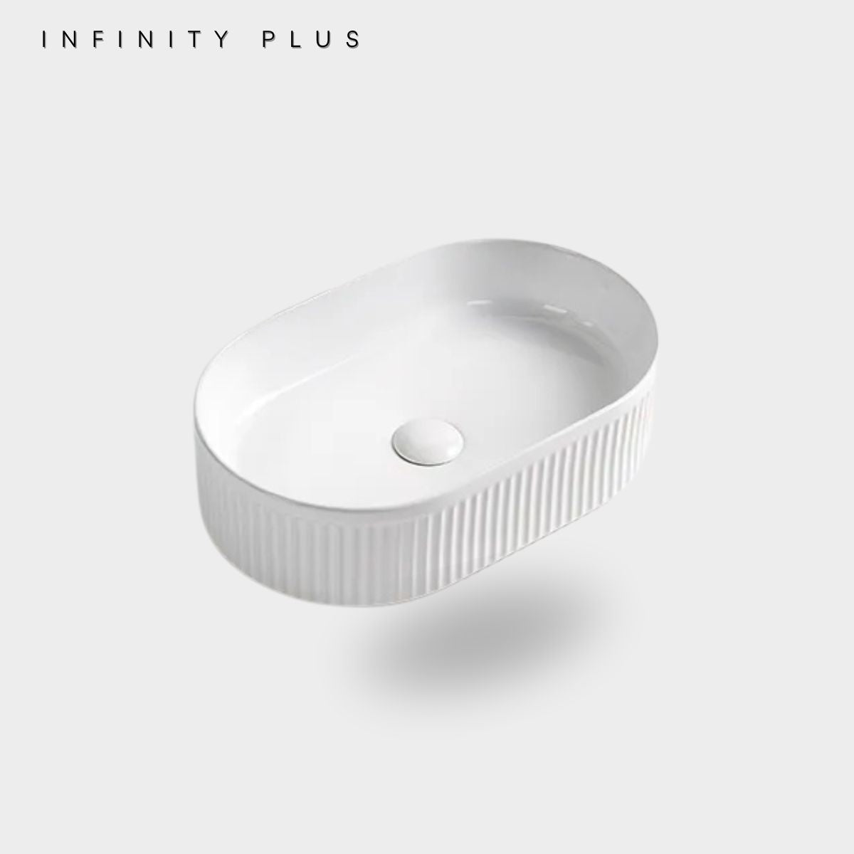 Fluted Oval Above Counter Basin 490*310mm ｜ Gloss White