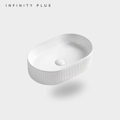 Fluted Oval Above Counter Basin 490*310mm ｜ Gloss White