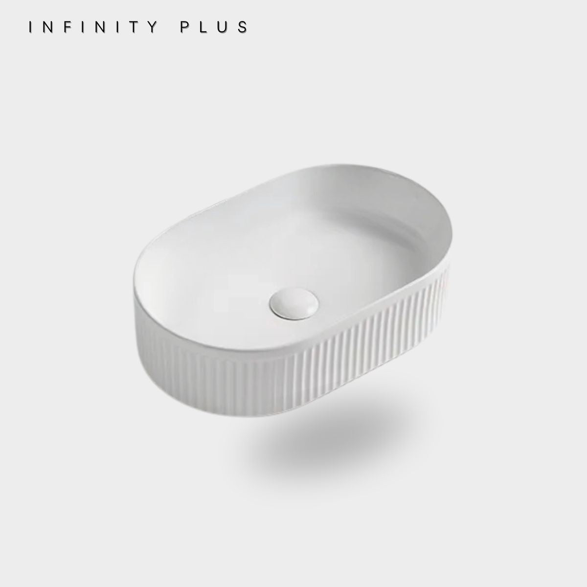 Fluted Oval Above Counter Basin 490*310mm ｜ Matte White