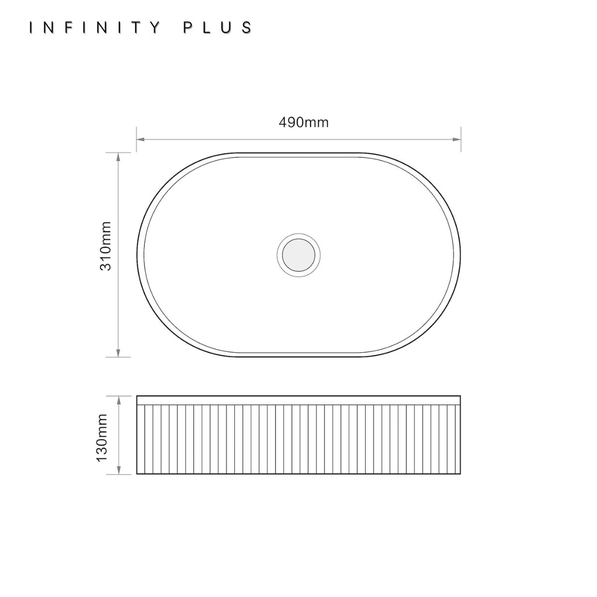 Fluted Oval Above Counter Basin 490*310mm ｜ Matte White