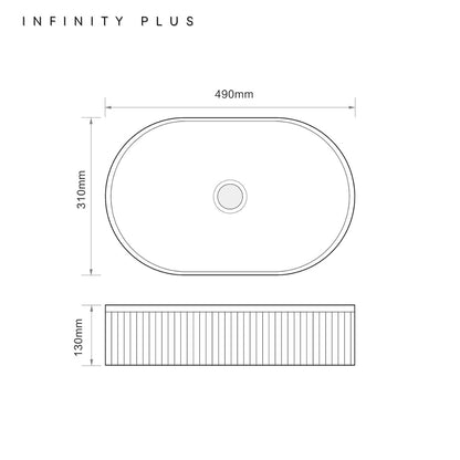 Fluted Oval Above Counter Basin 490*310mm ｜ Matte White