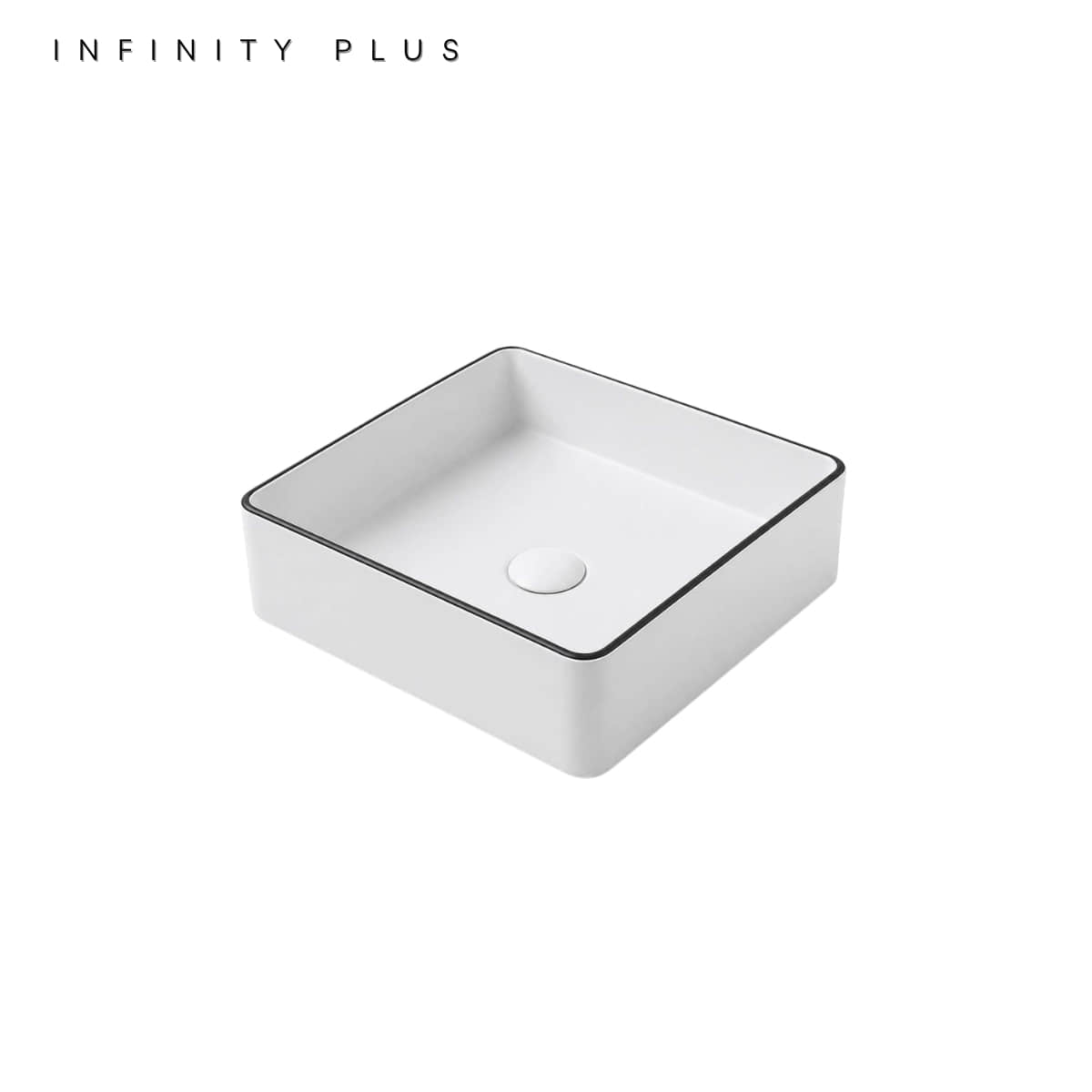 Square Above Counter Basin With Black Rim 360*360mm ｜ Matte White