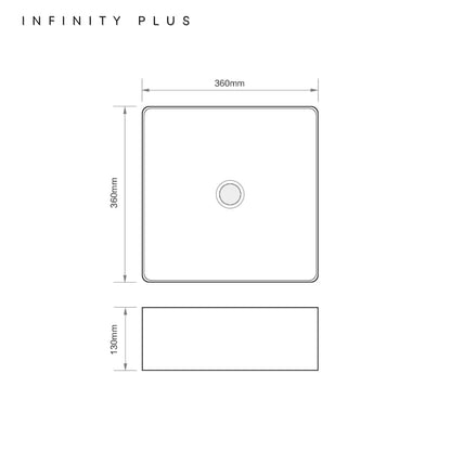Square Above Counter Basin With Black Rim 360*360mm ｜ Matte White