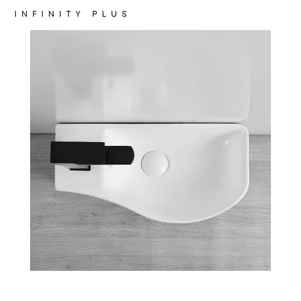 Compact Wall Mounted Bathroom Basin 460 x 240 (LT/RT) | Gloss White