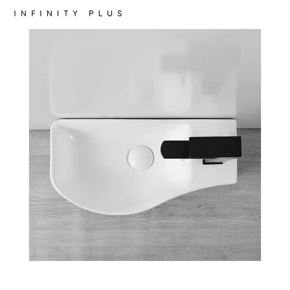 Compact Wall Mounted Bathroom Basin 460 x 240 (LT/RT) | Gloss White