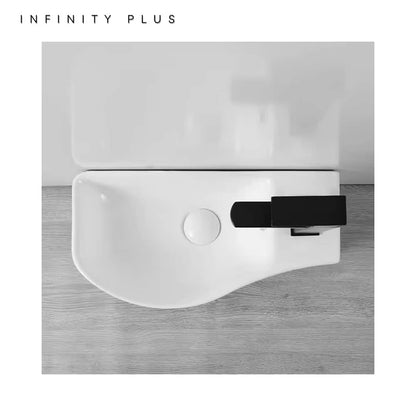 Compact Wall Mounted Bathroom Basin 460 x 240 (LT/RT) | Gloss White