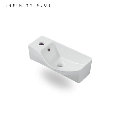 Compact Wall Mounted Bathroom Basin 460 x 240 (LT/RT) | Gloss White