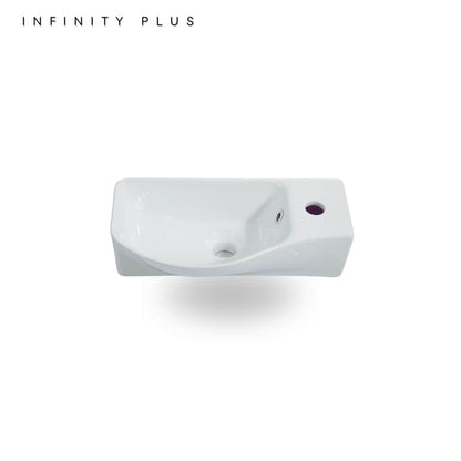 Compact Wall Mounted Bathroom Basin 460 x 240 (LT/RT) | Gloss White