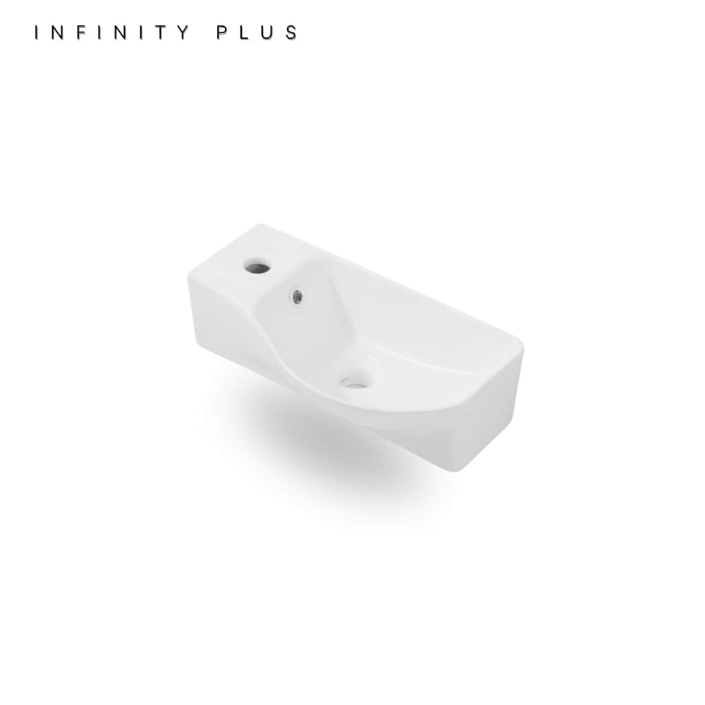 Compact Wall Mounted Bathroom Basin 460 x 240 (LT/RT) | Matte White