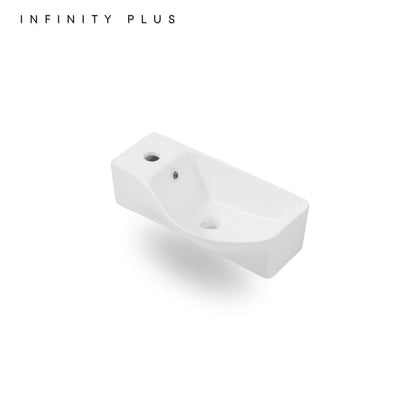 Compact Wall Mounted Bathroom Basin 460 x 240 (LT/RT) | Matte White