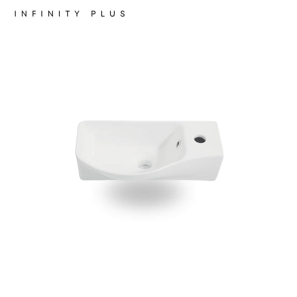 Compact Wall Mounted Bathroom Basin 460 x 240 (LT/RT) | Matte White