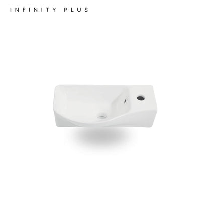 Compact Wall Mounted Bathroom Basin 460 x 240 (LT/RT) | Matte White