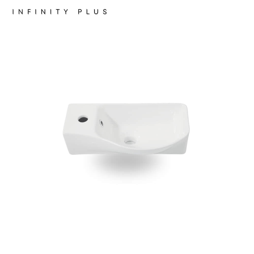 Compact Wall Mounted Bathroom Basin 460 x 240 (LT/RT) | Matte White